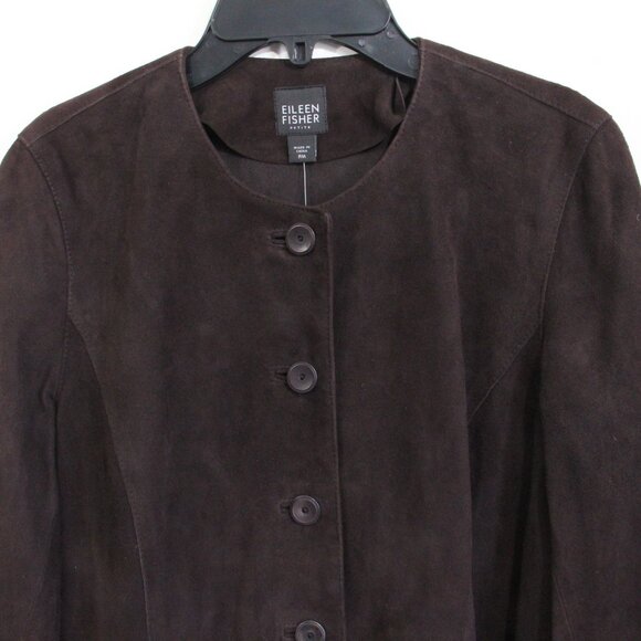 Eileen Fisher Jacket NEW Women Brown Goat Suede Coat medium petite PM - Picture 3 of 15